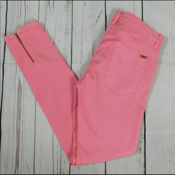 Zara pink zip ankle skinny jeans - size 6